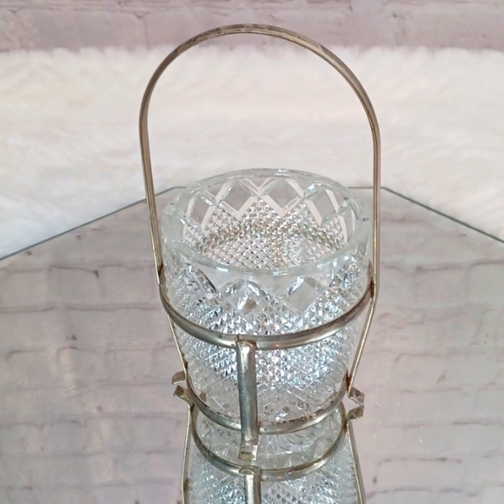 Crystal Vintage Jam Holder In Silver Basket